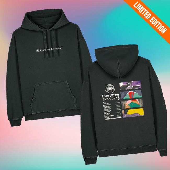 Everything-Everything Merch Store Vintage Black Uk Tour T-Shirt