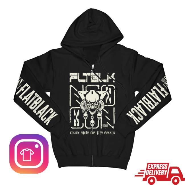 Official Flat Black Music Merch Store Dot Tech Skull Zip Sweatshirt
