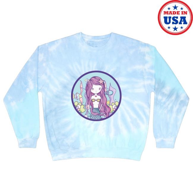 Mermaid Merch Cute Mermaid Unisex Tie-Dye Tee Shirt