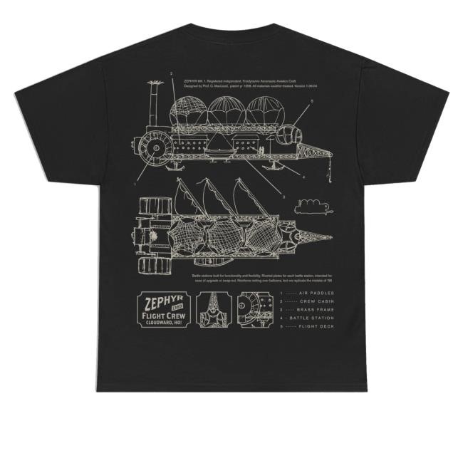 Official Dropout Merch Shop Store Zephyr Airship Diagram T Shirts