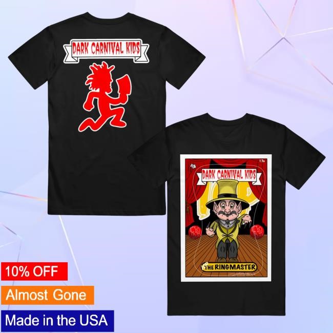 Icp Merch Insane Clown Posse Dark Carnival Kids The Ringmaster Black T-Shirt