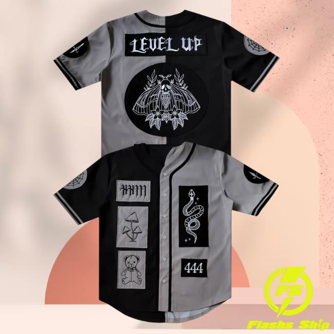 Official Level Up Dub Level Up - Skull Moth Baseball Jersey Shirt New Lil Level Up