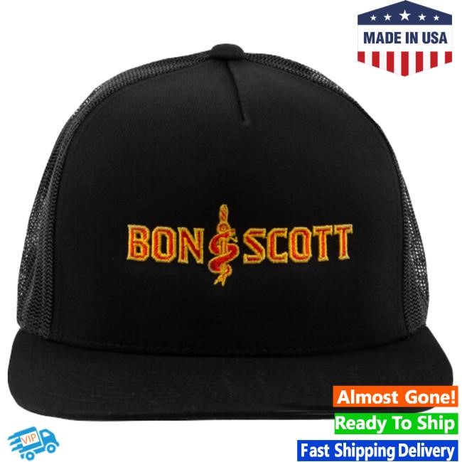Official Bon Scott Merch Bon Scott Embroidered Serpent Logo Snapback new hat