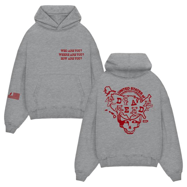 Official Grateful Dead Merch Store United States Of Dead Pull Over Hoodie Heather Grey GratefulDead Shop