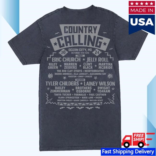 Oceans Calling Festival Merch Store Shop Country Calling Cowboy Shark Lineup Long Sleeve T Shirt