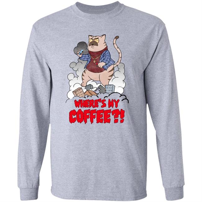 Barstool Sports Merch Where's My Coffee Pardon My Take Catzilla Tee Shirt Big Cat (3-0 In Goty’S)