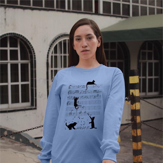 Cute Cat Kitty Playing Music Note Clef Musician Art T Shirts