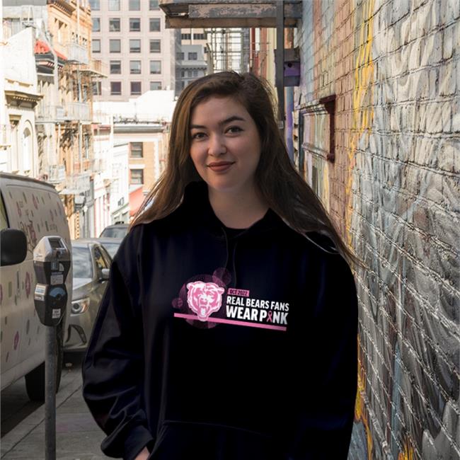 Justin Fields Wearing The 2022 Real Bears Fans Wear Pink Hoodied Sweatshirt
