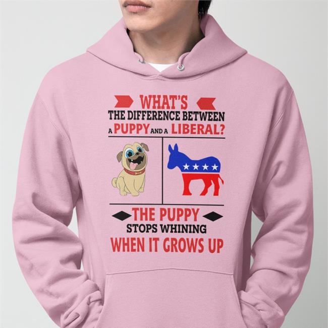 Cryptochronic1776 What's The Difference Between A Puppy And A Liberal The Puppy Stops Whining Hoodie White