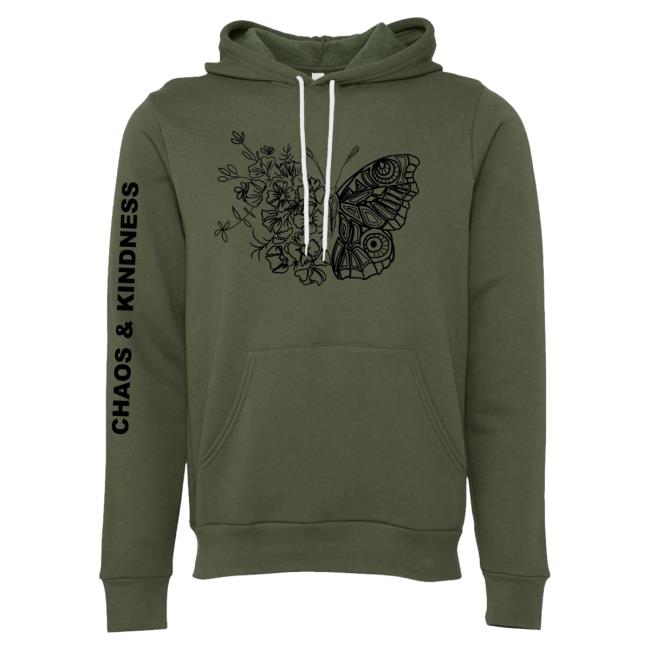 Official Chaos And Kindness Store Blooming Butterfly Pullover Sweatshirt