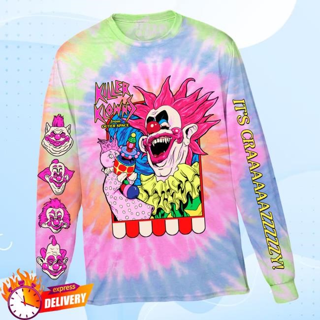 Cavitycolors Merch Killer Klowns Spikey's Puppet Show - Tie-Dye Long Sleeve Shirt (Rainbow Tie Dye) Shirts