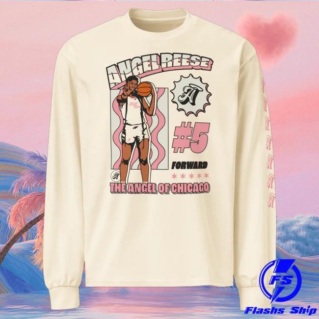 The Angel Reese Merch Angel Reese Angel In Chicago Heavyweight Long Sleeve Cream Hooded Sweatshirt
