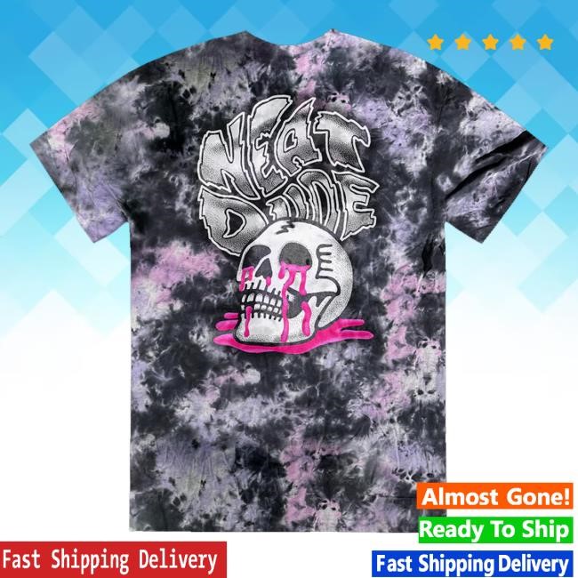 Neatdude Tie Dye Skull Puddle Pink Black Shirt