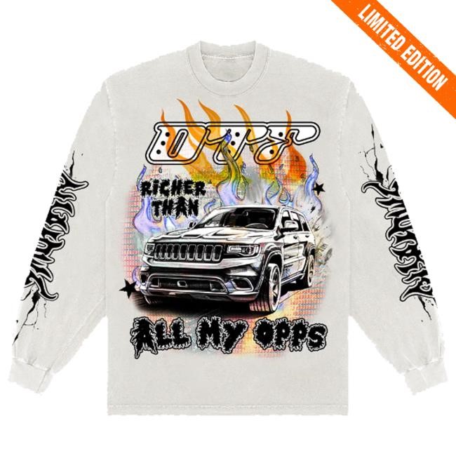 Trending Otf Gear Merch Richer Than My Opps Long Sleeve White Hooded Sweatshirt