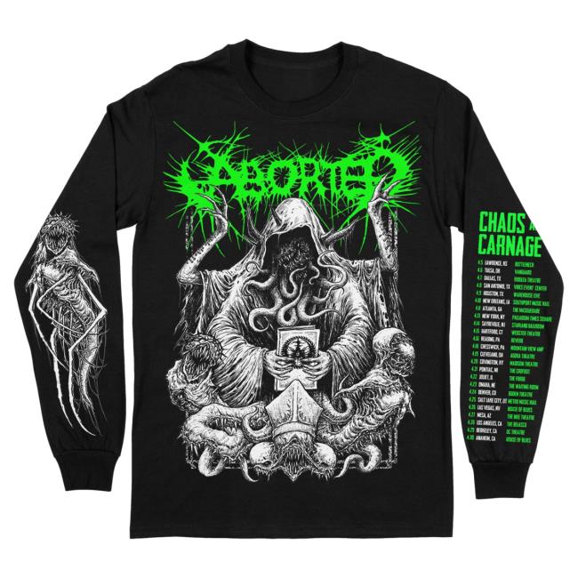 Official Indie Merch Store Shop Aborted "Cthulhu C&C Tour" Long Sleeve T-Shirts IndieMerchStore