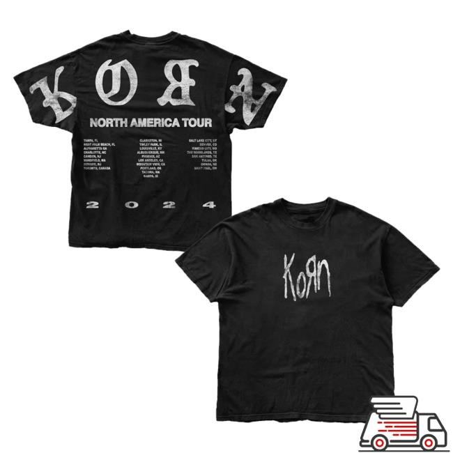 Korn Official Store Korn Old English North America Tour T-Shirt, Hoodie, Tank Top, Sweater And Long Sleeve T-Shirt