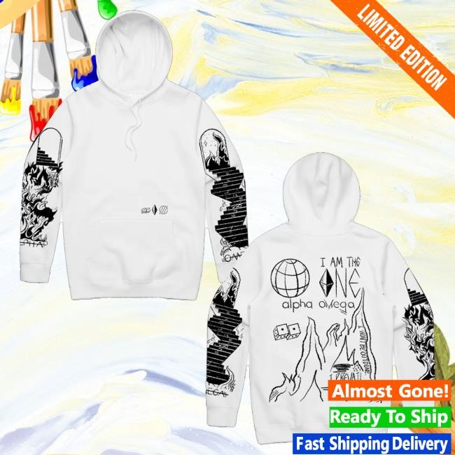 Official I Prevail Merch Alpha Omega Pullover Hoodie (White) Tee