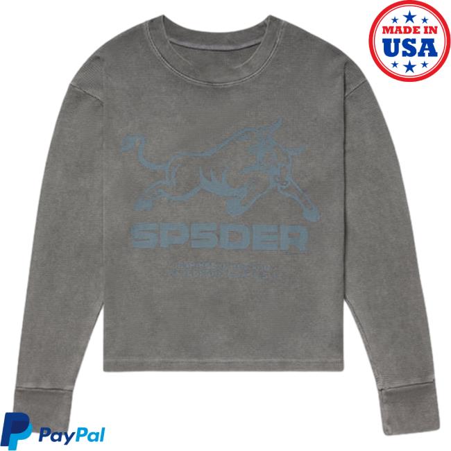 Official Sp5der Clothing Apparel Sp5der Grey Bull Thermal Long Sleeve Tees Sp5der Merch Store Shop