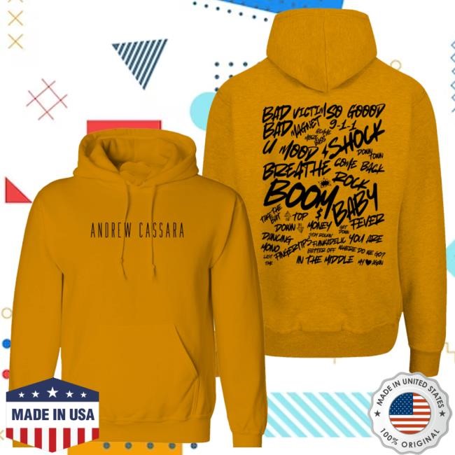Official Andrew Cassara Merch Store Tour Pullover Hoodie ~ Yellow Tee Shirt