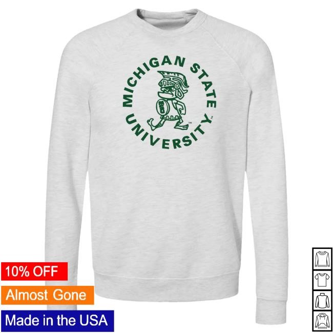 Nudge Printing Merch Michigan State Sweatshirt - White Tough Sparty Sweatshirt