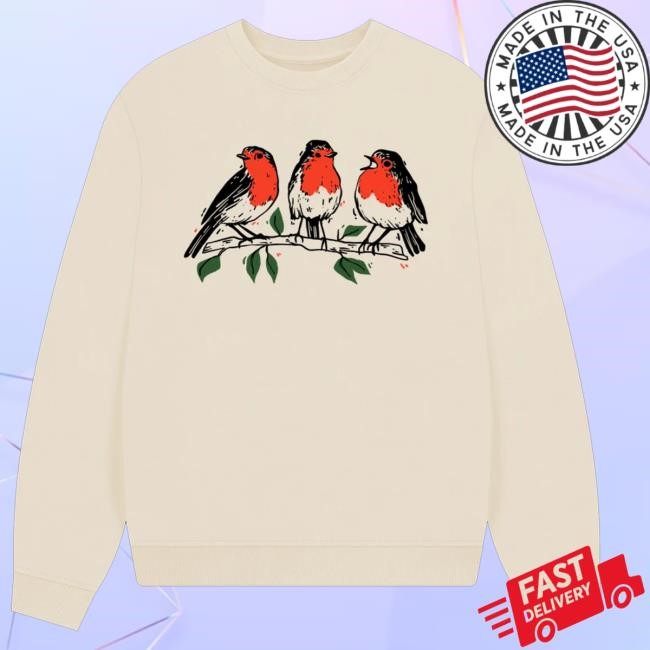 Trending Rspb Teemill Store Merch Women's Robin Trio Oversized Jumper Sweatshirt