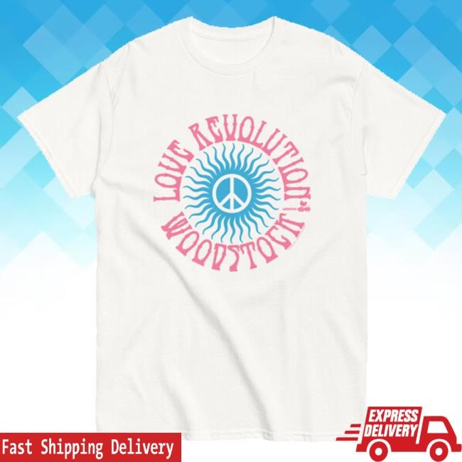 Official Woodstock Merch Love Revolution Peace Sign Long Sleeve Shirt