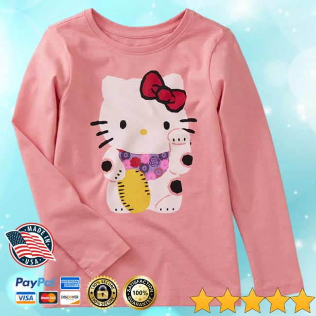 Official Sanrio Apparel Clothing Merch Store Shop Tea Collection X Hello Kitty Waving LS T Shirt