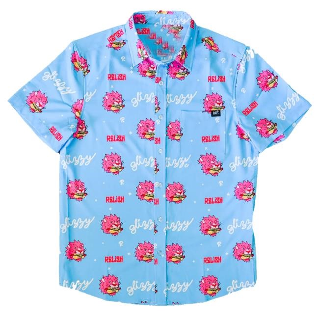 Relish Brand Merch Glizzy Button Down Short Sleeve Crewneck Sweatshirt