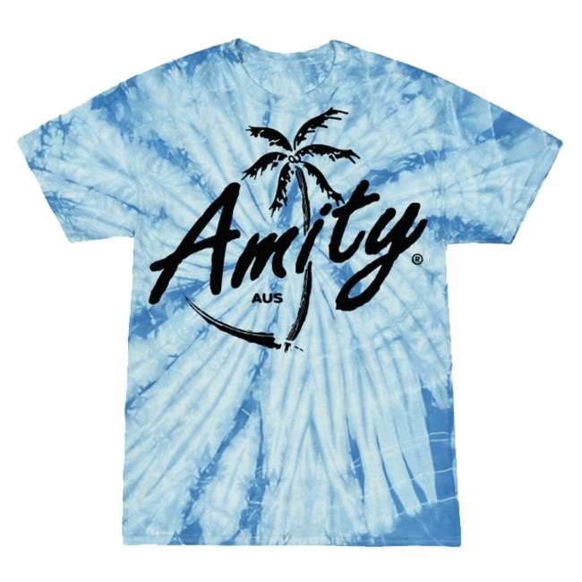 Official The Amity Affliction Store Palm Tree Scythe Spider Baby Blue t-shirt, hoodie, tank top, sweater and long sleeve t-shirt