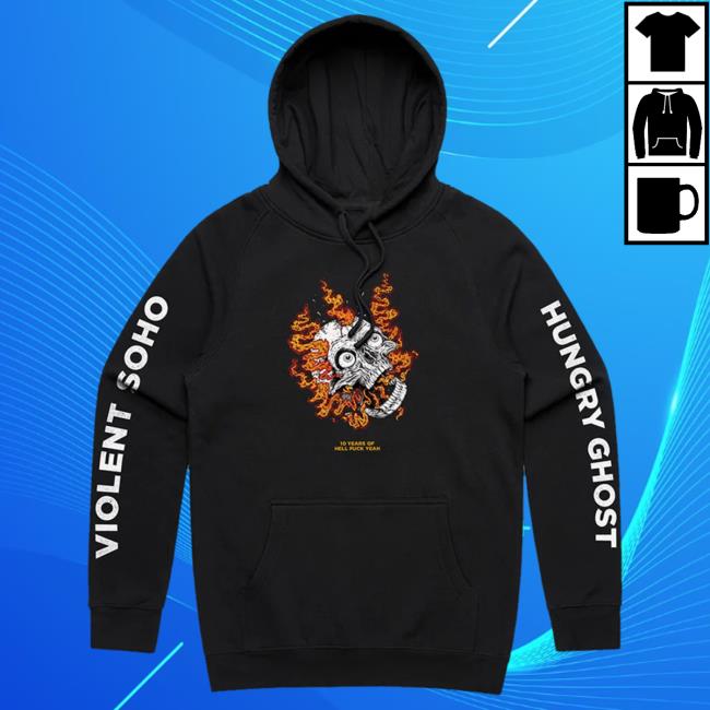 Official 24Hundred Violent Soho Hungry Ghost Anniversary Hooded Sweatshirt Black 24 Hundred
