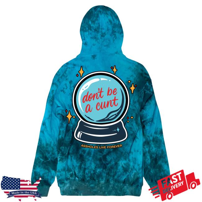 Official Linda Finegold Merch Store Dont Be A Cunt Popover Hoodie Teal Tie Dye Lindafinegold Clothing Shop Tie-Dye