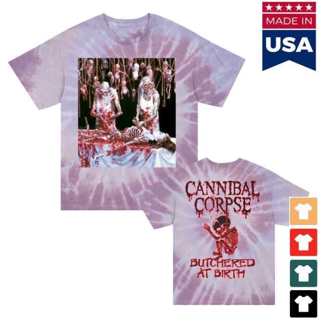 Official Cannibal Corpse Merch Butchered At Birth Poster T-Shirt (Guts Dye) T-Shirt